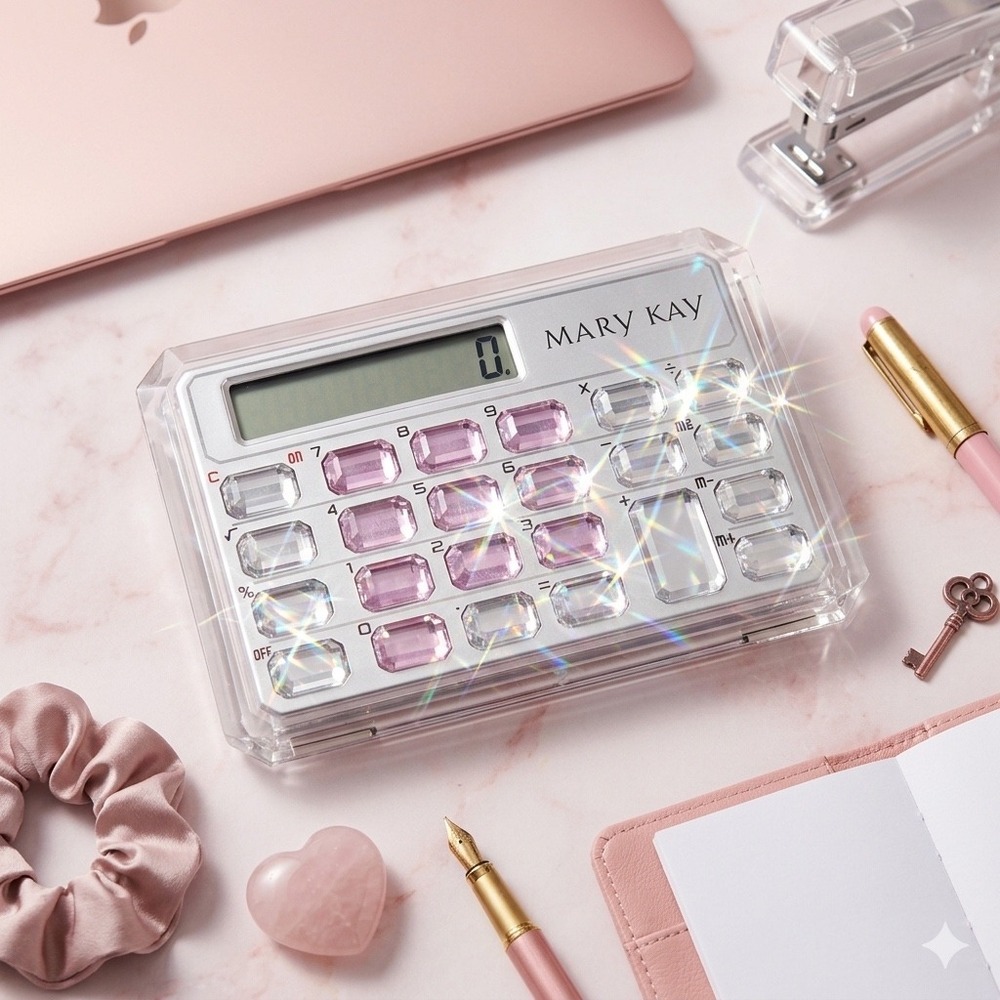 Vintage 1990s "Elle Woods" Mary Kay Crystal Gemstone Desk Calculator Pink NEW